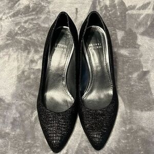 Stuart Weiztman Black Snakeskin Heels